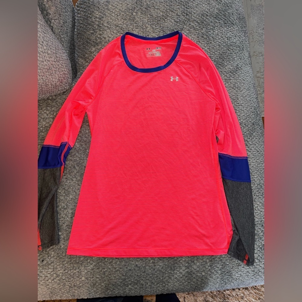 Youth under Armour pink and Blue Long Sleeve Shirt - Picture 2 of 5